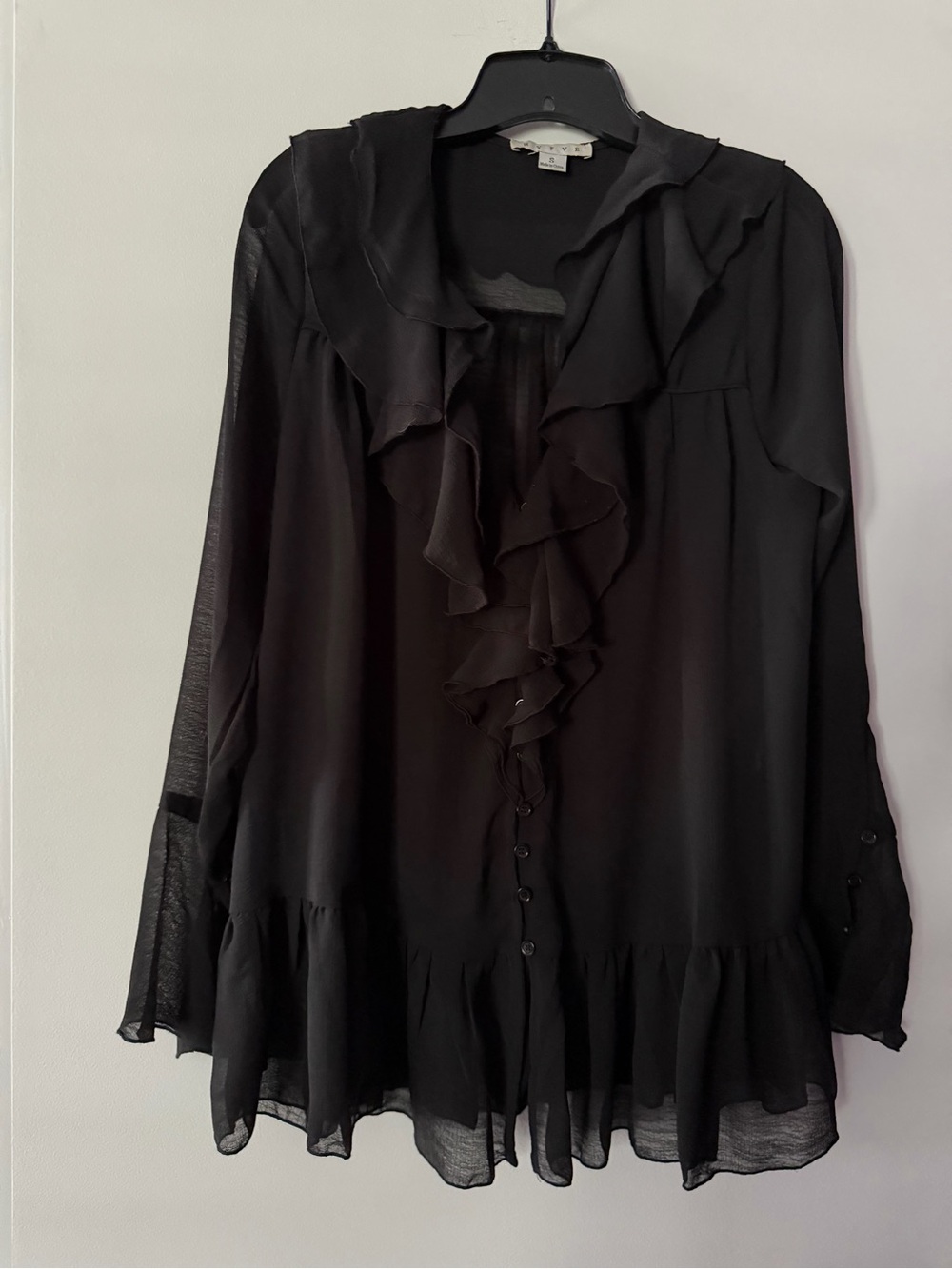 HYFVE Black Ruffle Chiffon Blouse